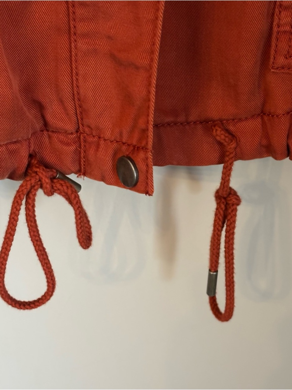 LOFT Utility Jacket XL Rust Orange Cropped Lightweight Drawstring Hem - Picture 4 of 11